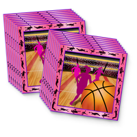 Pink Girl Basketball Birthday Party Tableware Kit For 16 Guests - BirthdayGalore.com