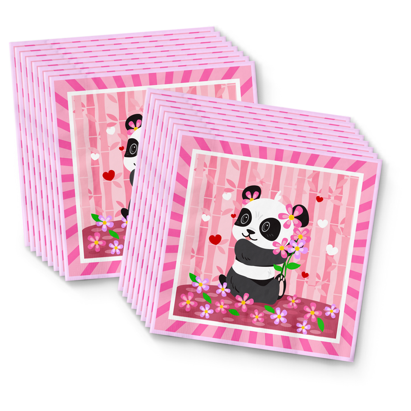 Panda Birthday Party Tableware Kit For 16 Guests - BirthdayGalore.com