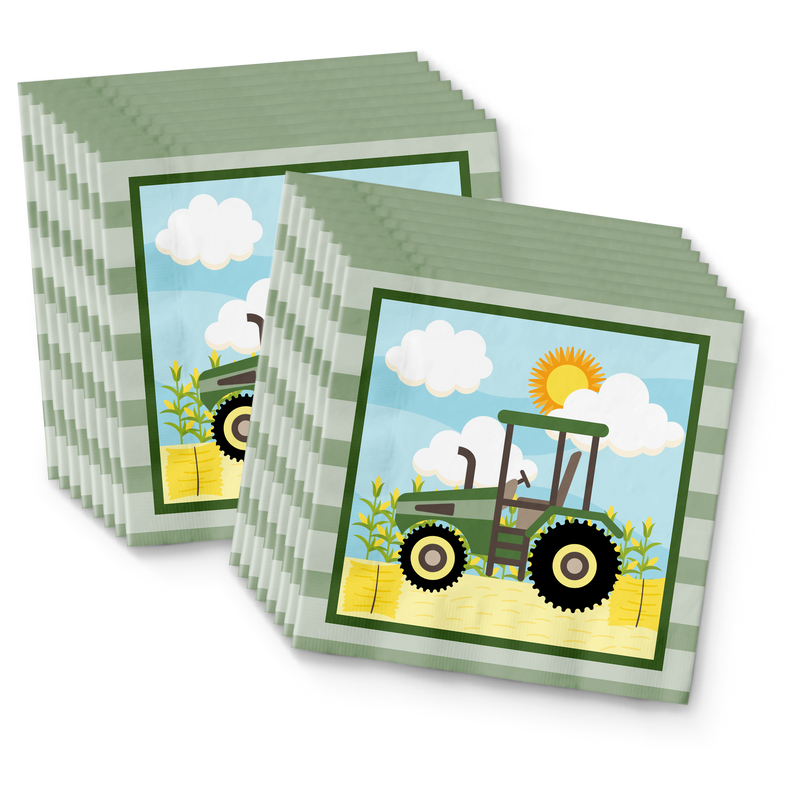 Tractor Time Birthday Party Tableware Kit For 16 Guests - BirthdayGalore.com