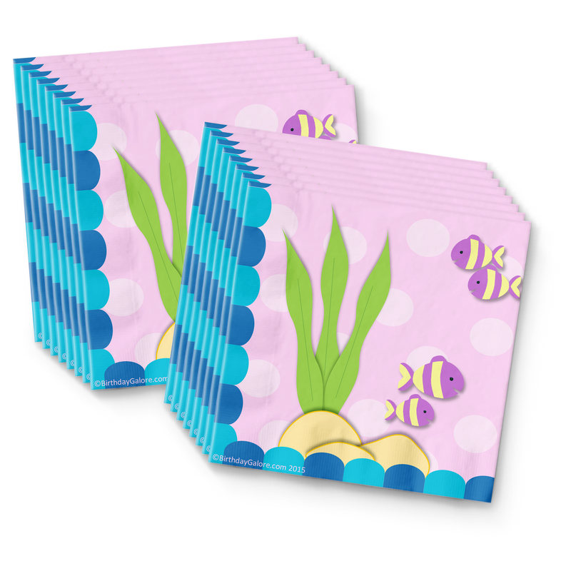 Mermaid Birthday Party Tableware Kit For 16 Guests - BirthdayGalore.com