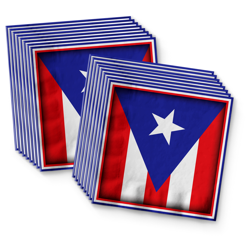Puerto Rican Flag Birthday Party Tableware Kit For 16 Guests