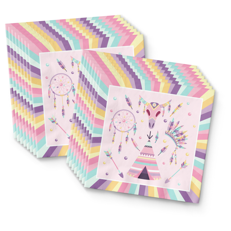 Tribal Boho Pink Birthday Party Tableware Kit For 16 Guests - BirthdayGalore.com