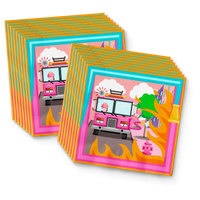 Fire Truck Girl Birthday Party Tableware Kit For 16 Guests - BirthdayGalore.com