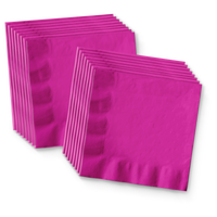 Solid Pink Birthday Party Tableware Kit For 16 Guests
