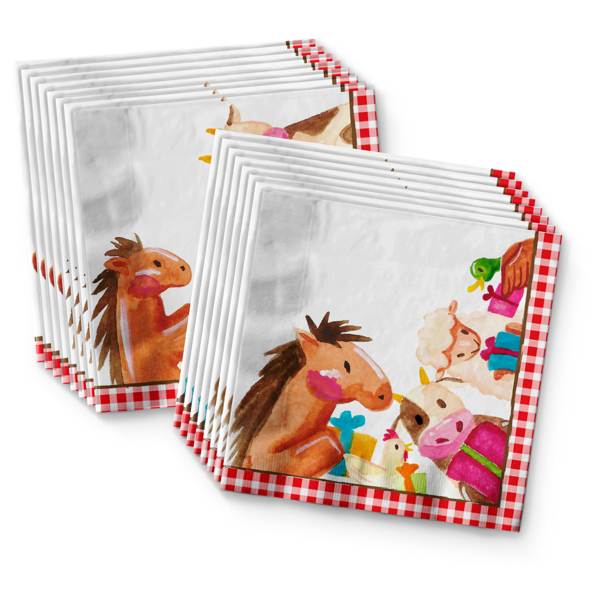 Barnyard Farm Animals Vintage Birthday Party Tableware Kit For 16 Guests