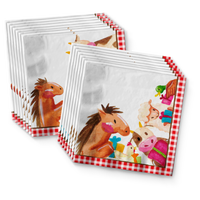 Barnyard Farm Animals Vintage Birthday Party Tableware Kit For 16 Guests