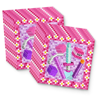 Girl Mining Pixel Birthday Party Tableware Kit For 16 Guests - BirthdayGalore.com