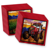 Red Tractor Birthday Party Tableware Kit For 16 Guests