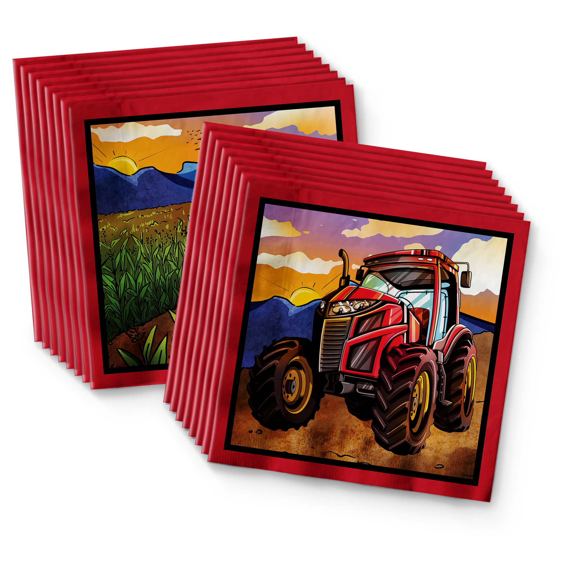 Red Tractor Birthday Party Tableware Kit For 16 Guests