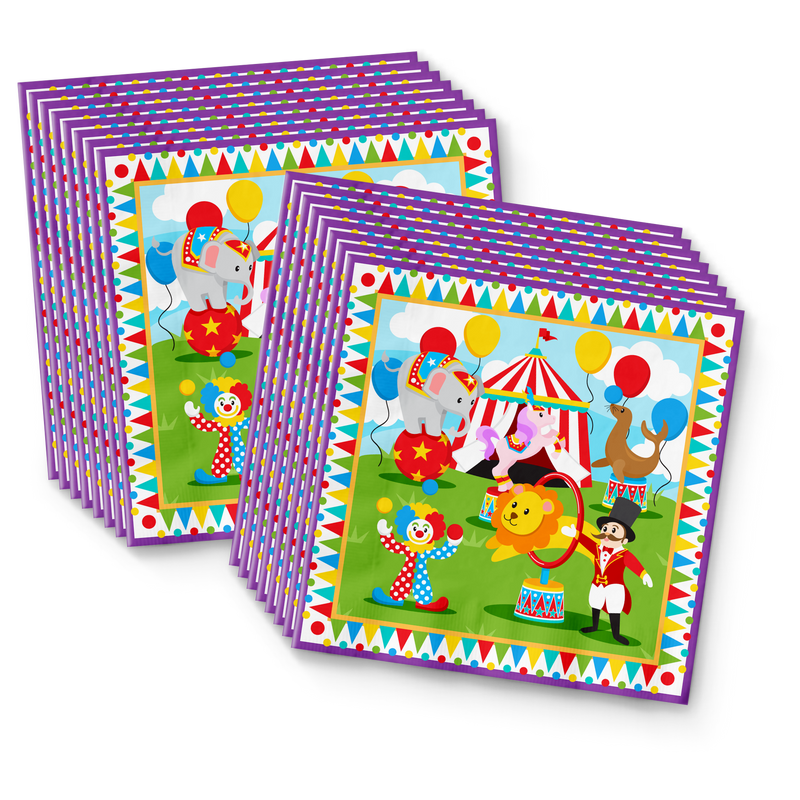 Circus Carnival Birthday Party Tableware Kit For 16 Guests - BirthdayGalore.com