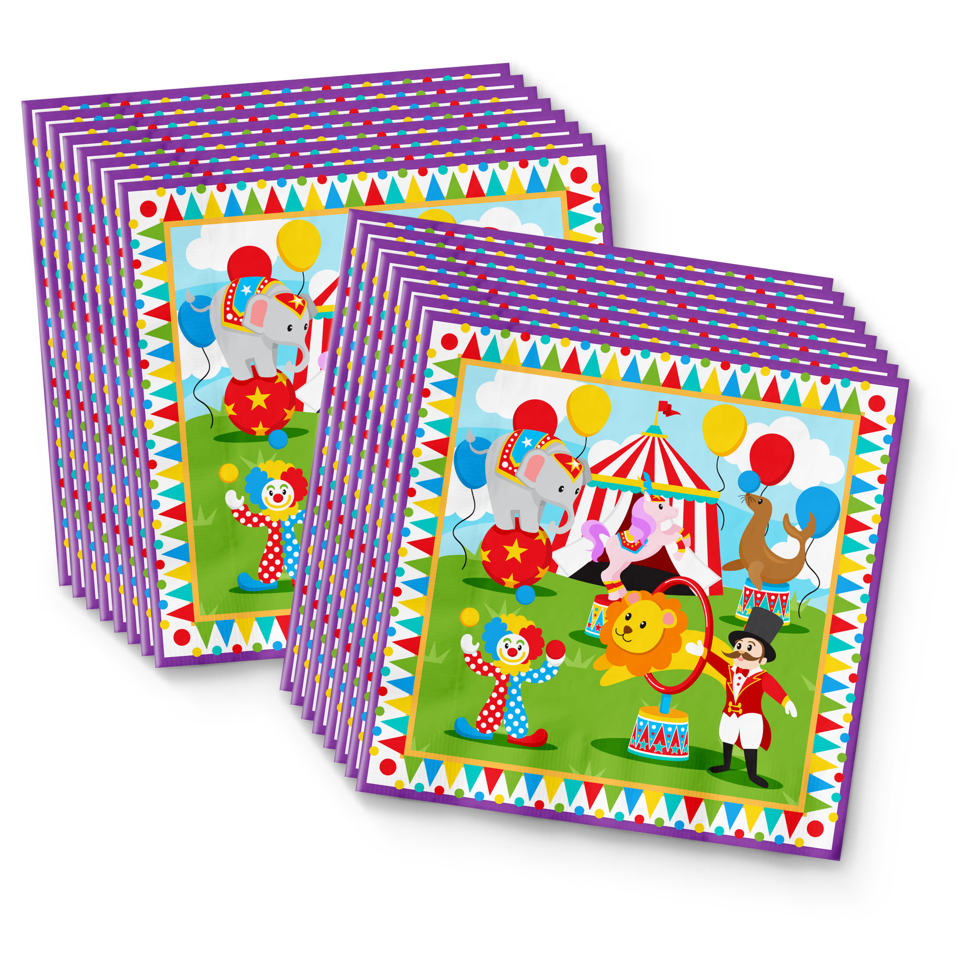 Circus Carnival Birthday Party Tableware Kit For 16 Guests - BirthdayGalore.com