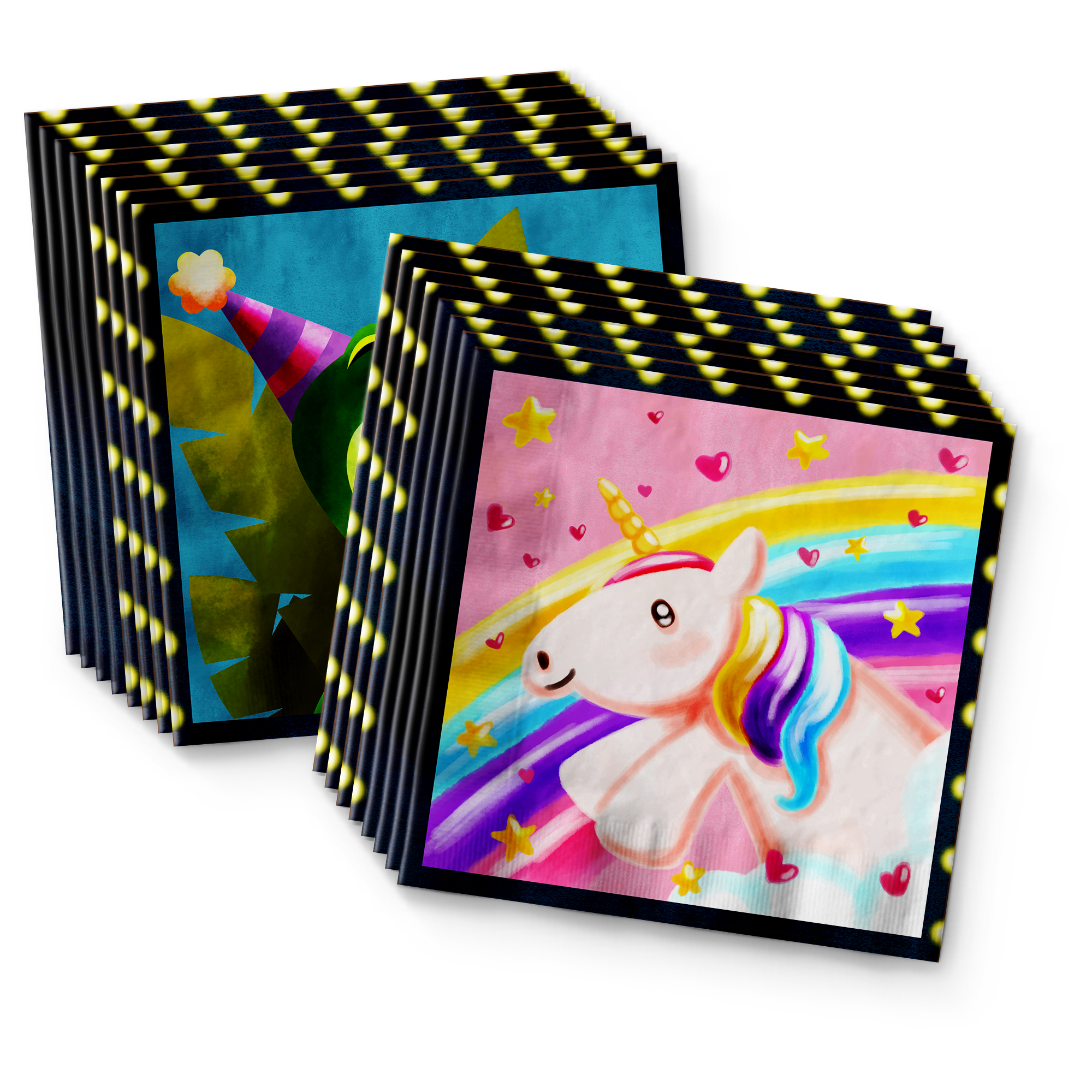 Unicorns and Dions Joint Birthday Party Tableware Kit For 16 Guests