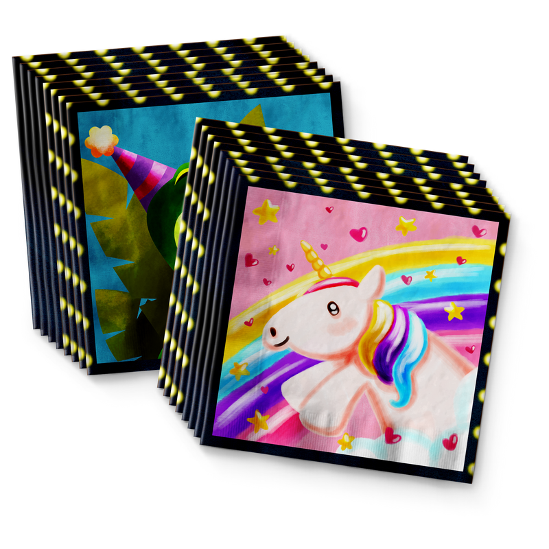 Unicorns and Dions Joint Birthday Party Tableware Kit For 16 Guests