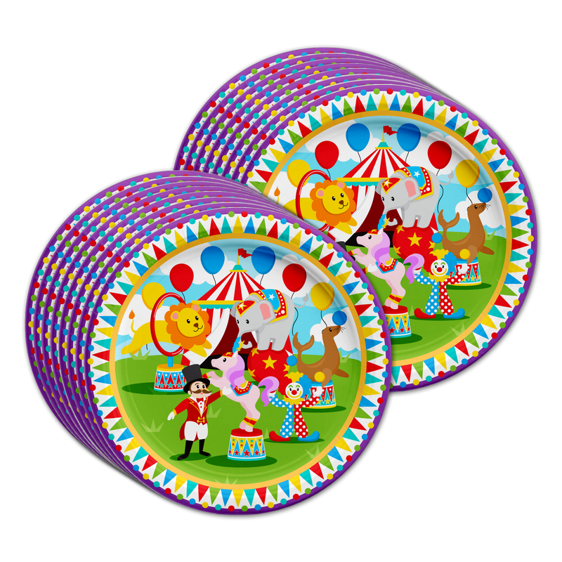 Circus Carnival Birthday Party Tableware Kit For 16 Guests - BirthdayGalore.com