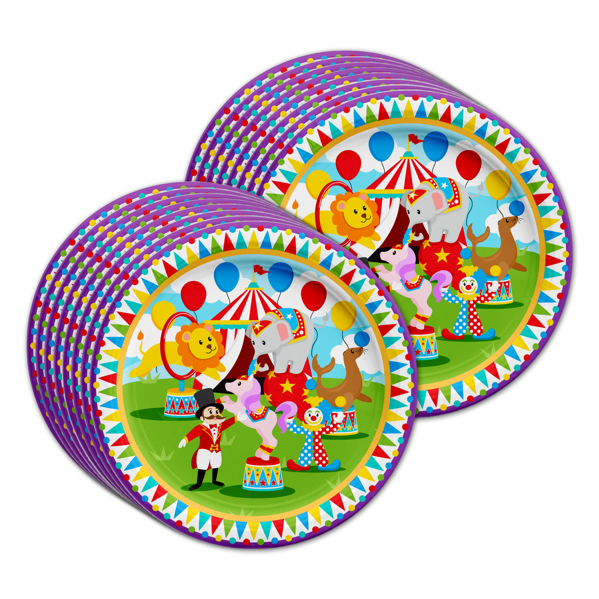 Circus Carnival Birthday Party Tableware Kit For 16 Guests - BirthdayGalore.com