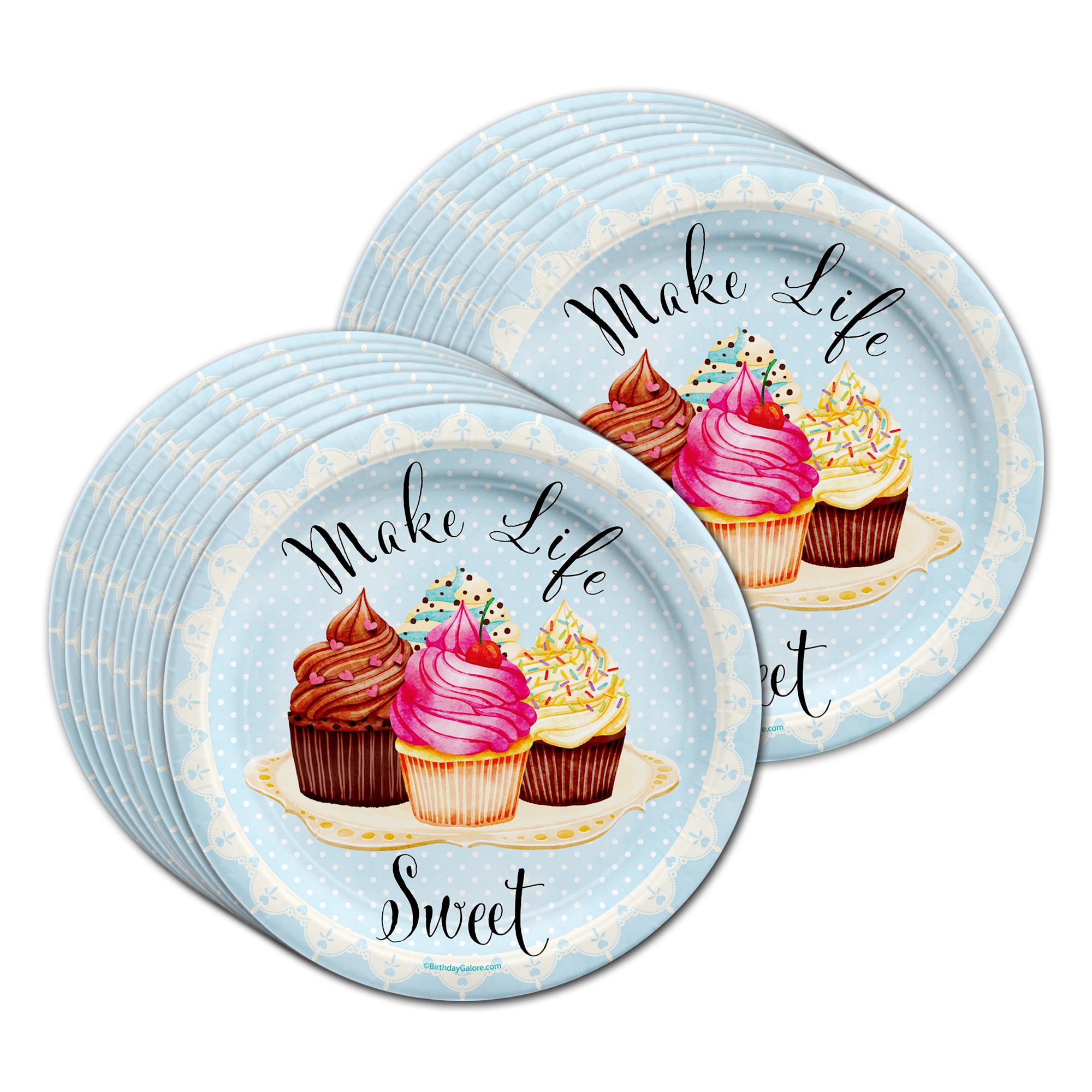 Cupcake Party Birthday Party Tableware Kit For 16 Guests