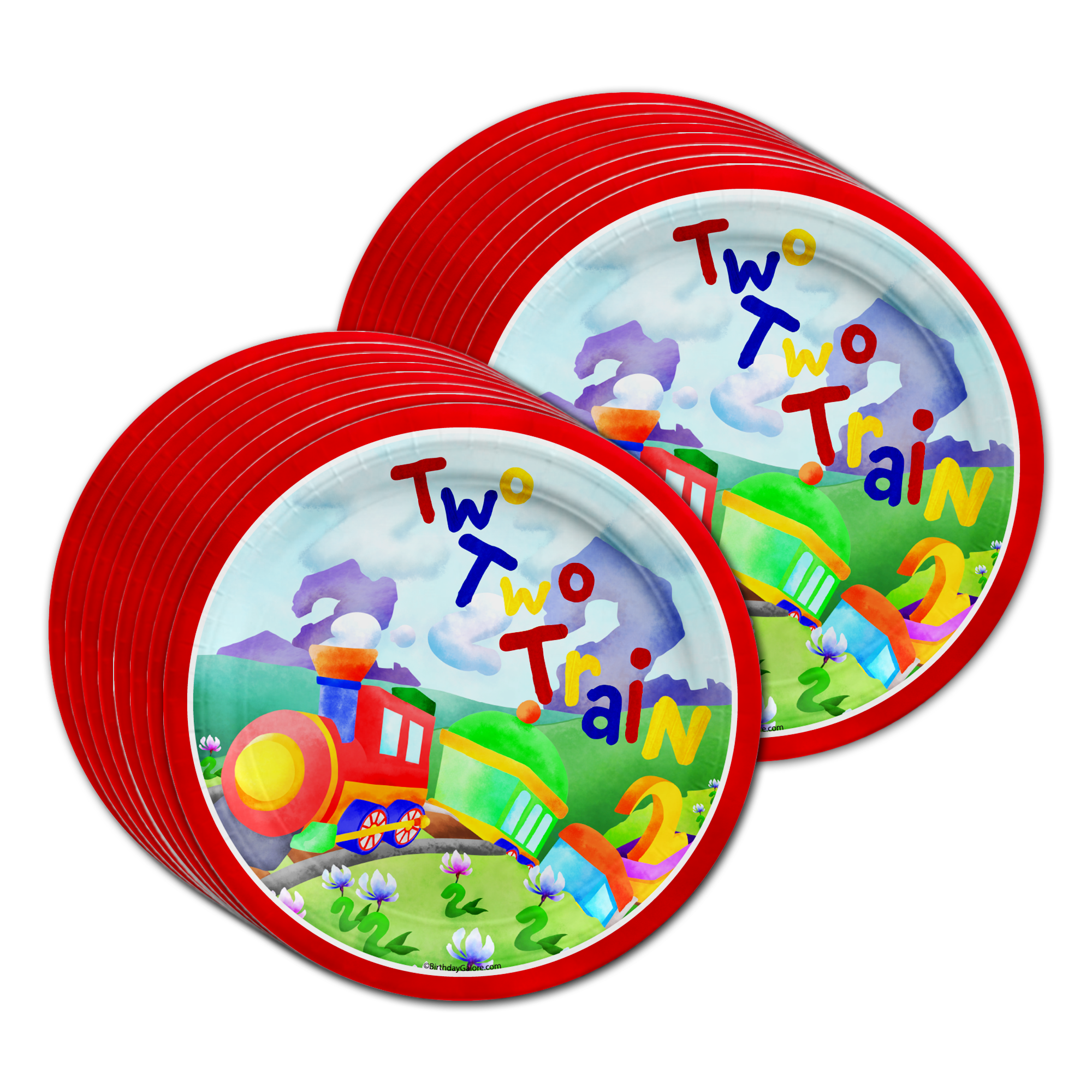 Two Two Train 2nd Birthday Party Tableware Kit For 16 Guests