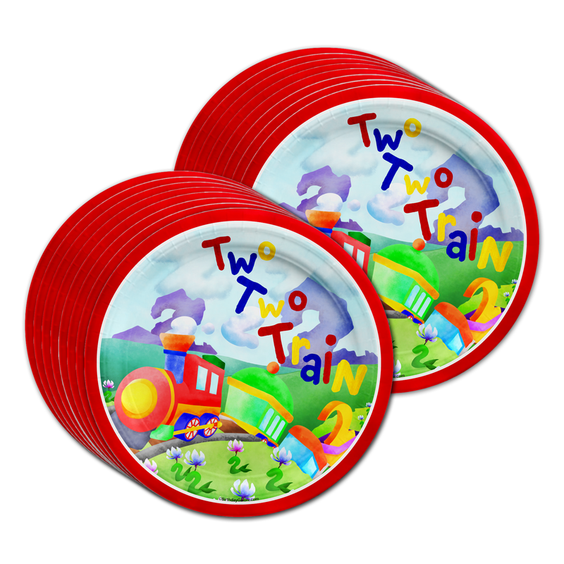 Two Two Train 2nd Birthday Party Tableware Kit For 16 Guests