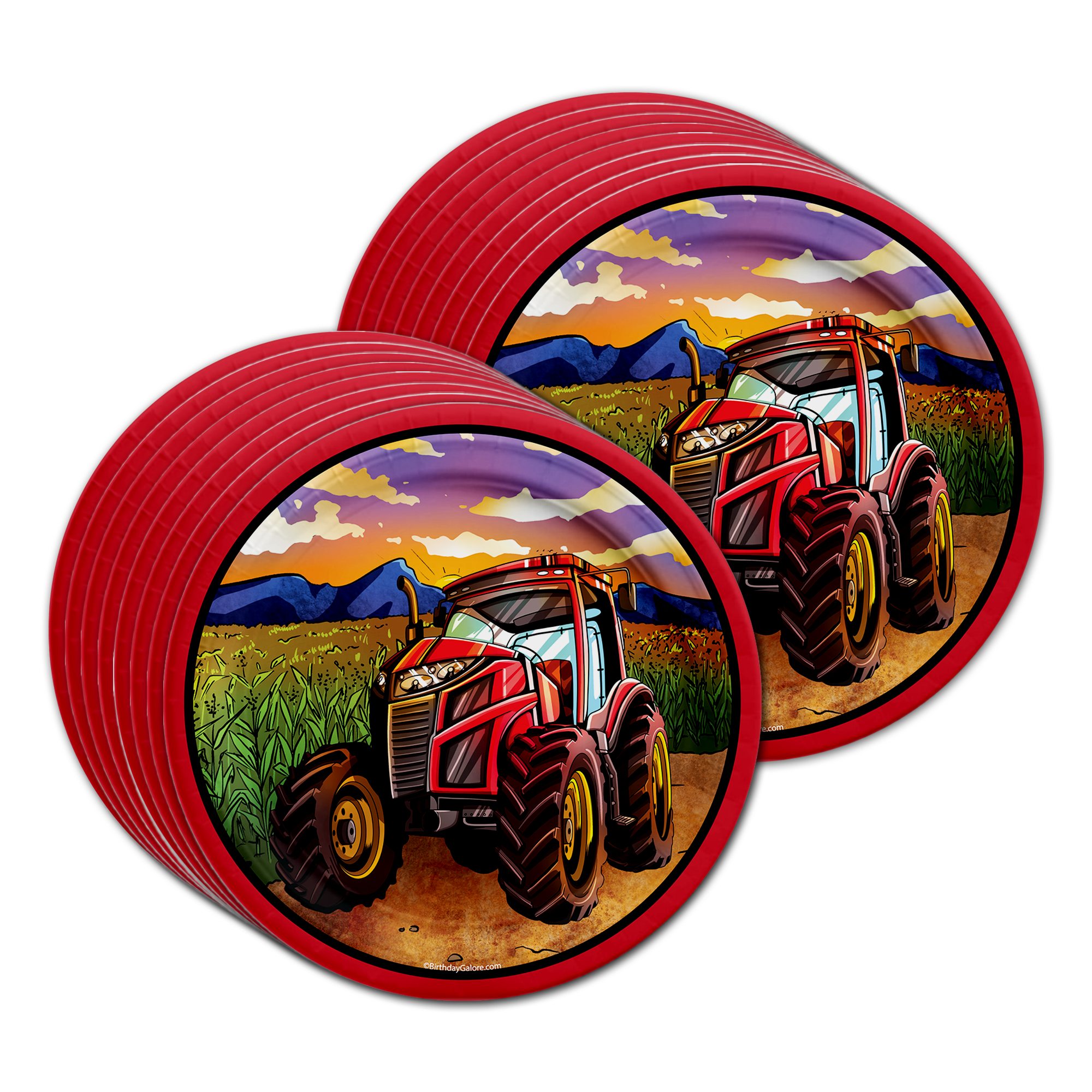 Red Tractor Birthday Party Tableware Kit For 16 Guests