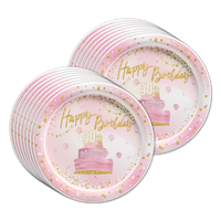 50th Birthday Pink & Gold Party Tableware Kit For 16 Guests - BirthdayGalore.com