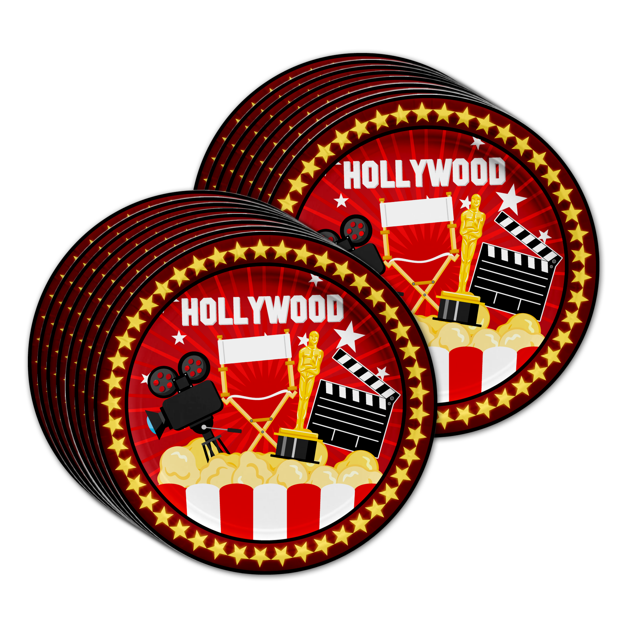 Birthday Galore Hollywood Movie Night Birthday Party Supplies Set Plates Napkins Cups Tableware Kit for 16