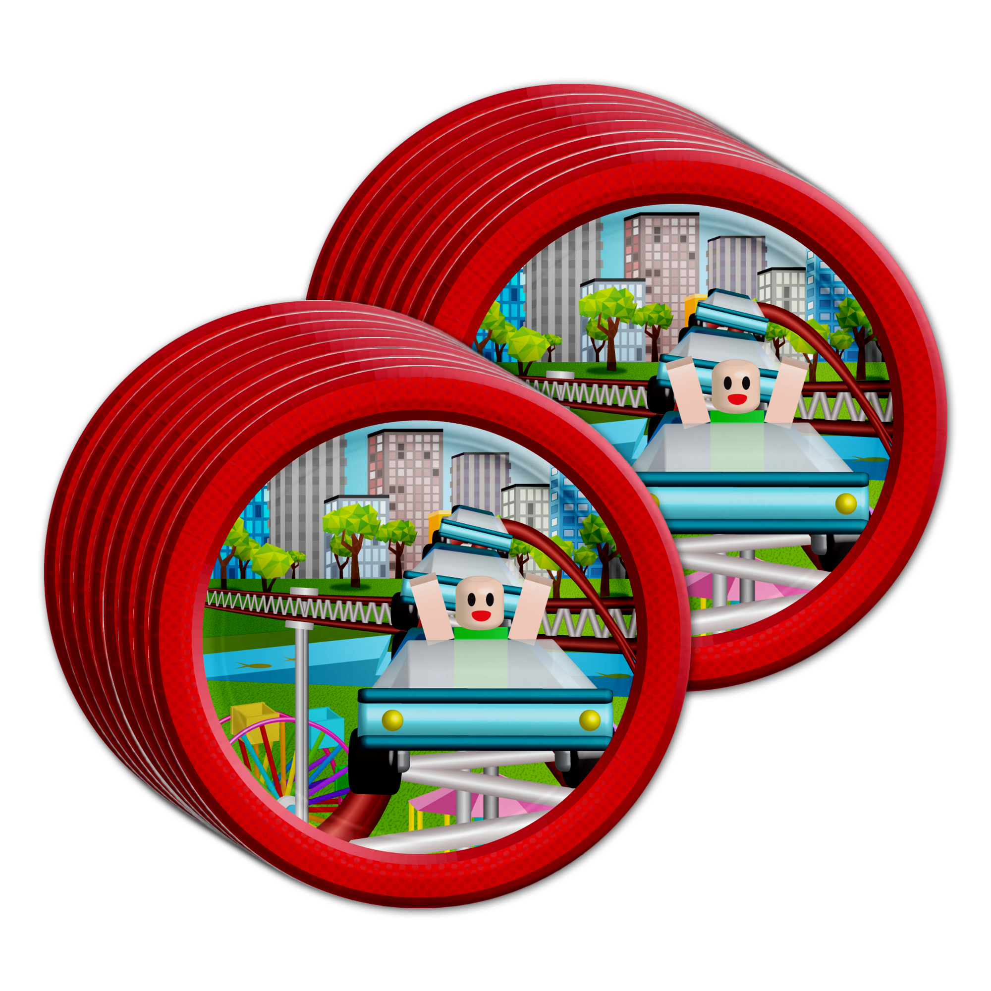 Robot Blocks Birthday Party Supplies Small 7" Plates 100pcs Value Pack