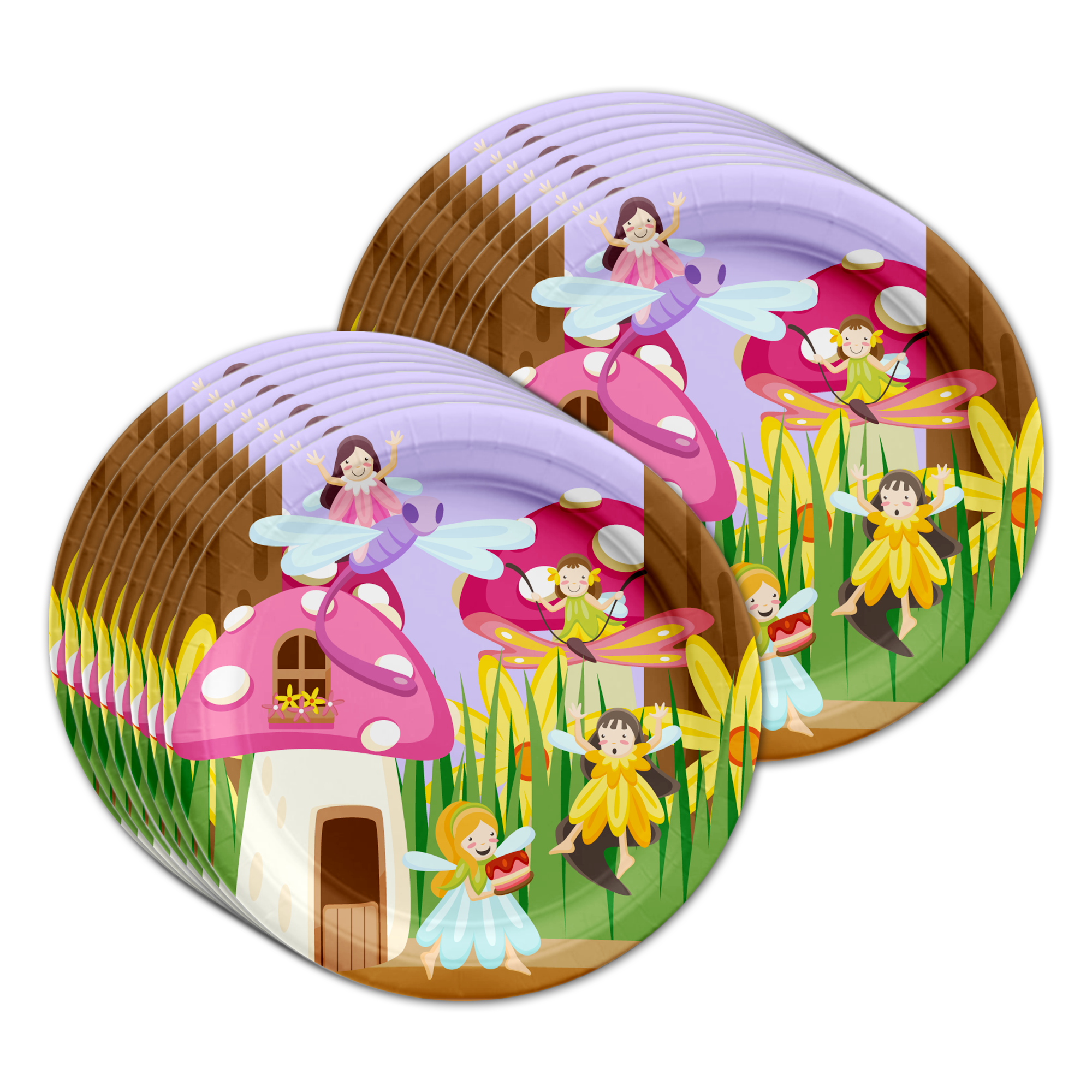 Fairy Garden Birthday Party Tableware Kit For 16 Guests - BirthdayGalore.com