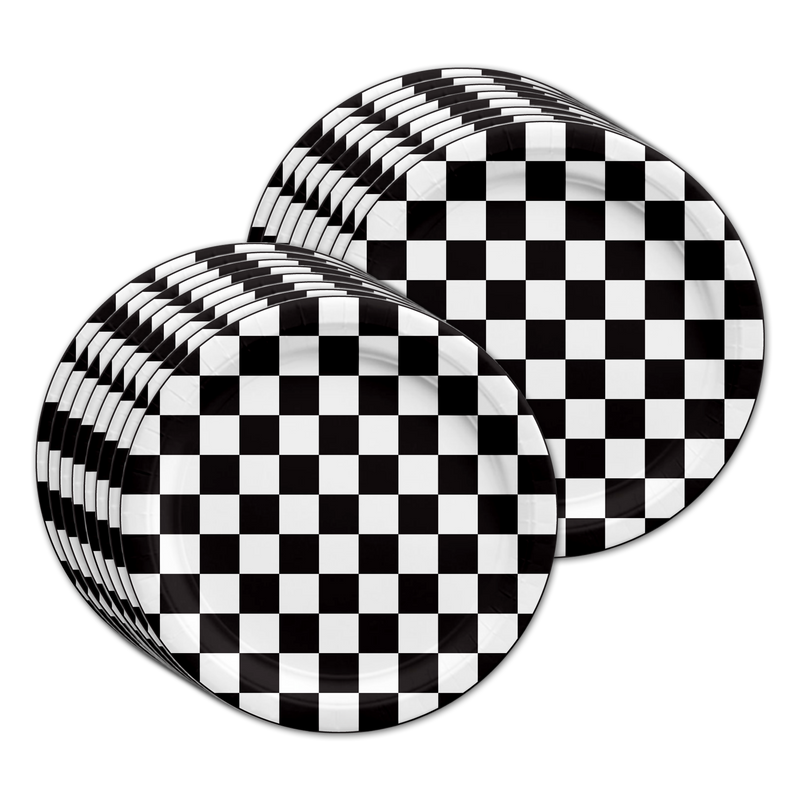 Checkered Flag Birthday Party Tableware Kit For 16 Guests - BirthdayGalore.com