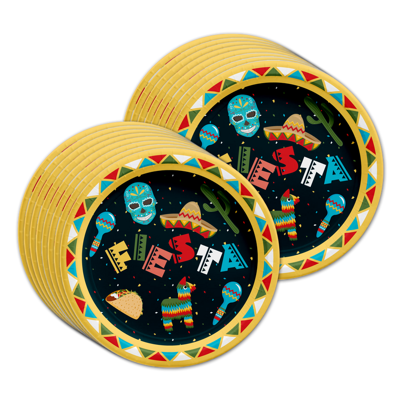 Mexican Fiesta Birthday Party Tableware Kit For 16 Guests - BirthdayGalore.com