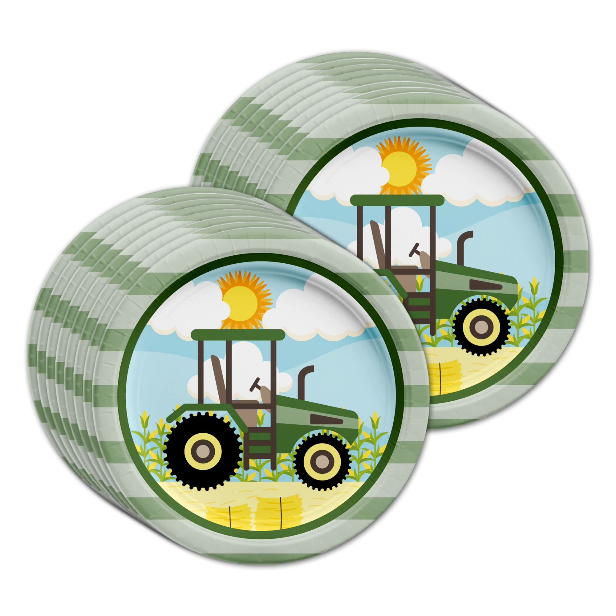 Tractor Time Birthday Party Tableware Kit For 16 Guests - BirthdayGalore.com