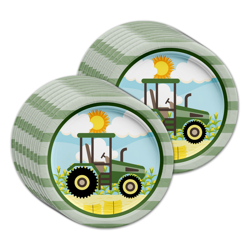 Tractor Time Birthday Party Tableware Kit For 16 Guests - BirthdayGalore.com