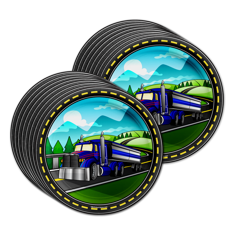 Tractor Trailer Birthday Party Tableware Kit For 16 Guests