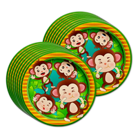 Monkey Birthday Party Tableware Kit For 16 Guests - BirthdayGalore.com