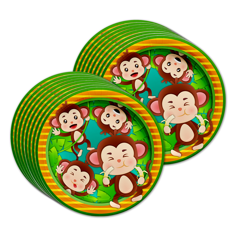 Monkey Birthday Party Tableware Kit For 16 Guests - BirthdayGalore.com