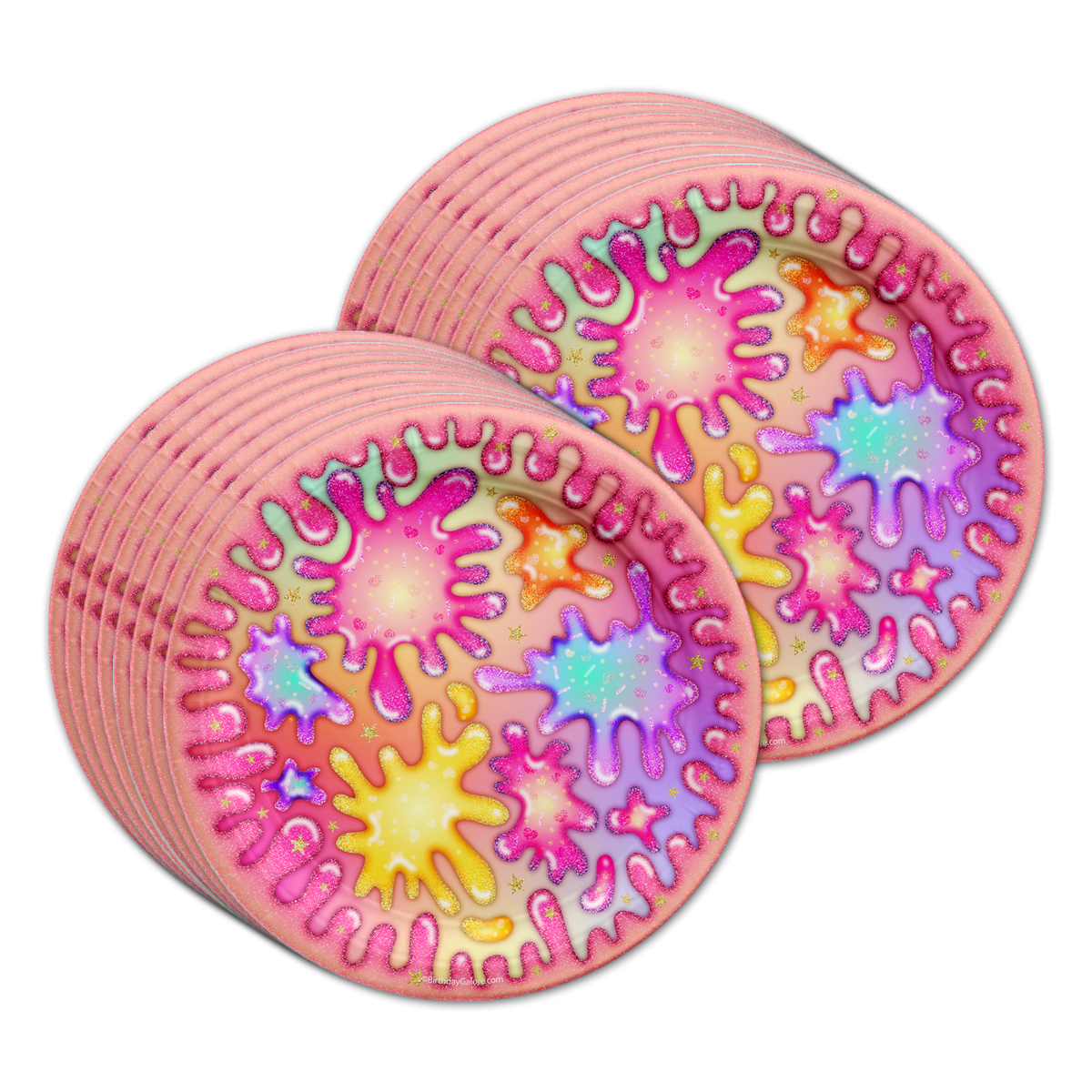 Girl's Slime Birthday Party Tableware Kit For 16 Guests