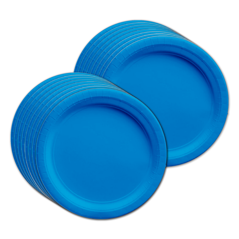 Solid Blue Birthday Party Tableware Kit For 16 Guests