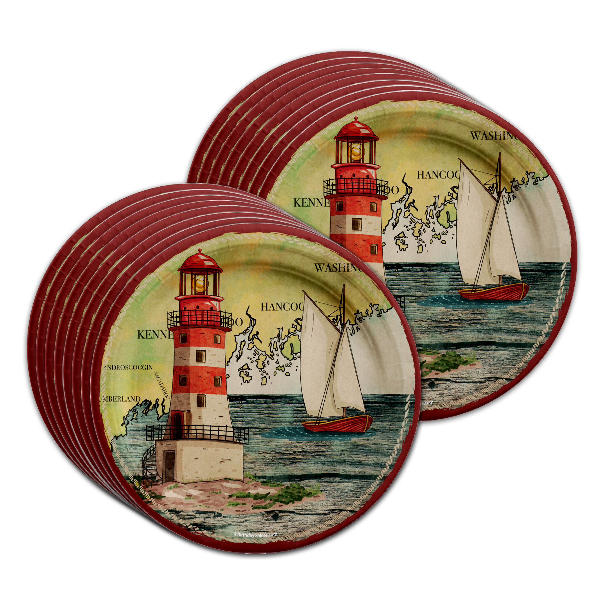 Lighthouse Nautical Birthday Party Tableware Kit For 16 Guests