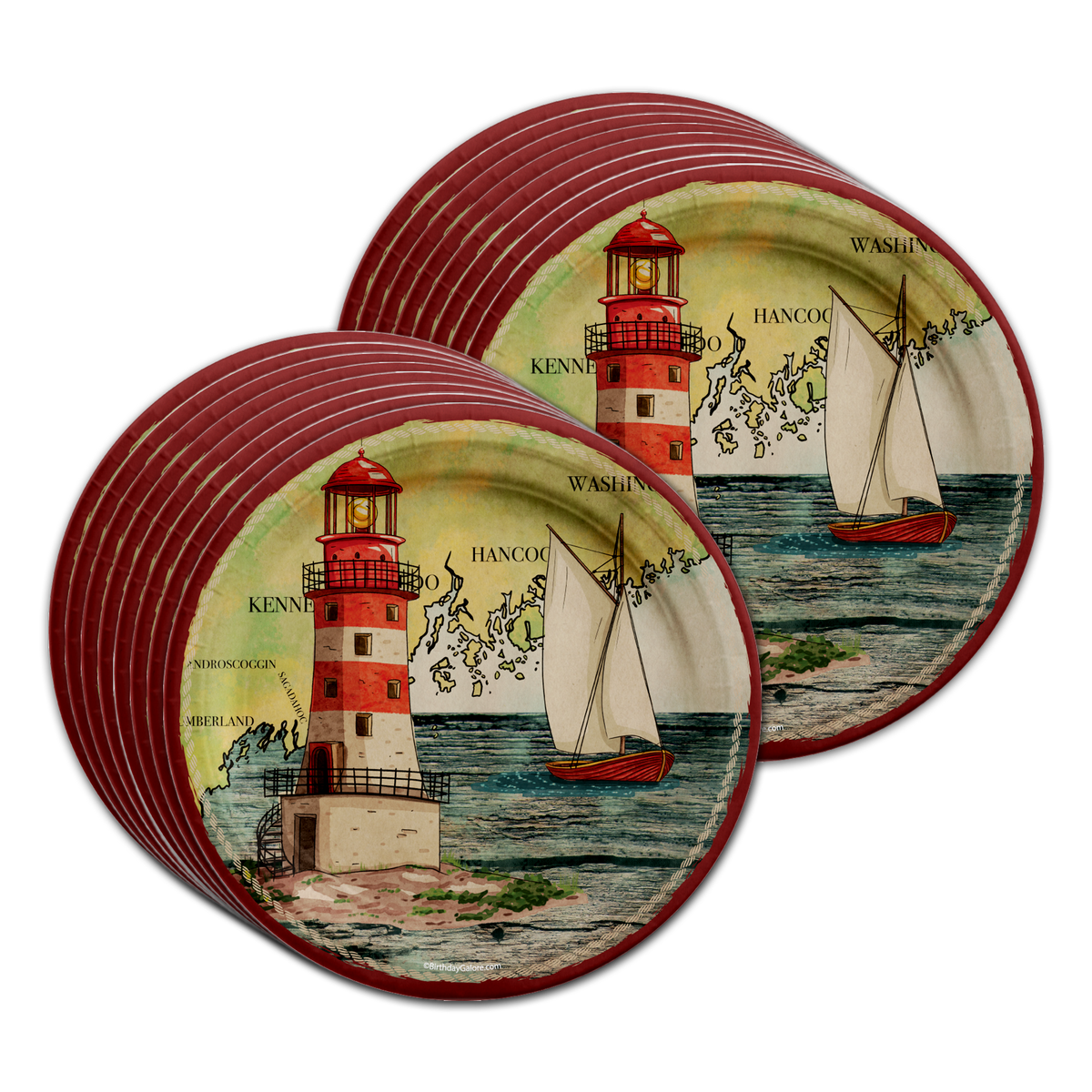 Lighthouse Nautical Birthday Party Tableware Kit For 16 Guests