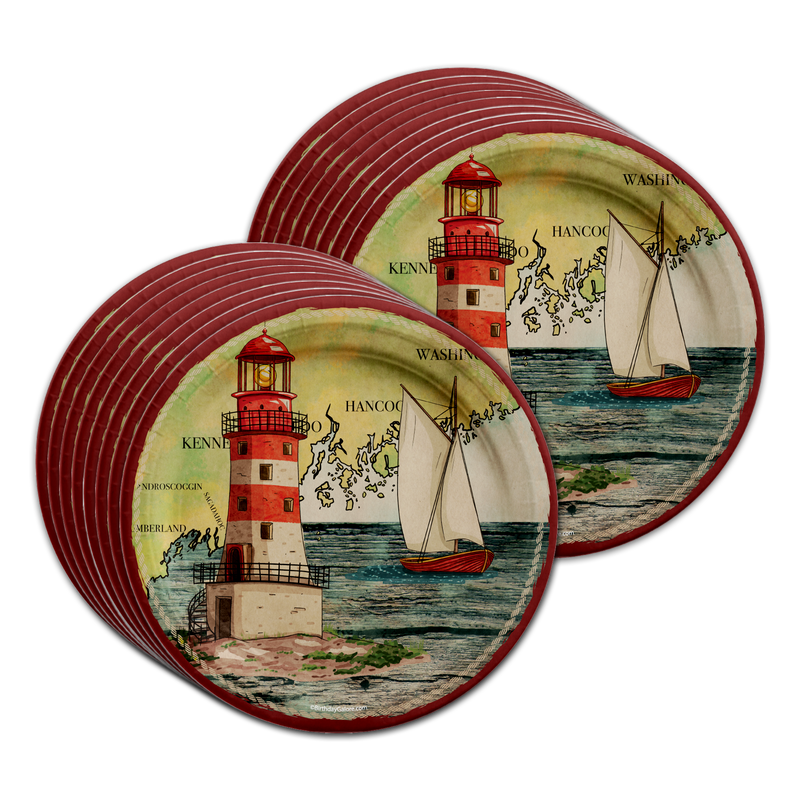 Lighthouse Nautical Birthday Party Tableware Kit For 16 Guests