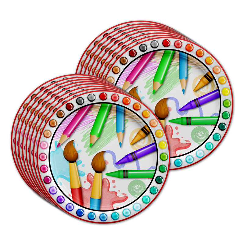 Little Artist Birthday Party Tableware Kit For 16 Guests - BirthdayGalore.com