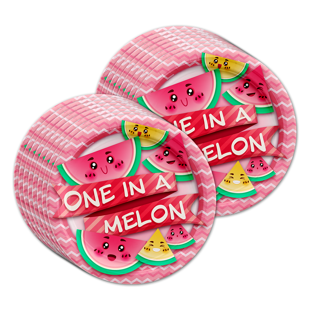 One in a Melon 1st Birthday Party Tableware Kit For 16 Guests - BirthdayGalore.com