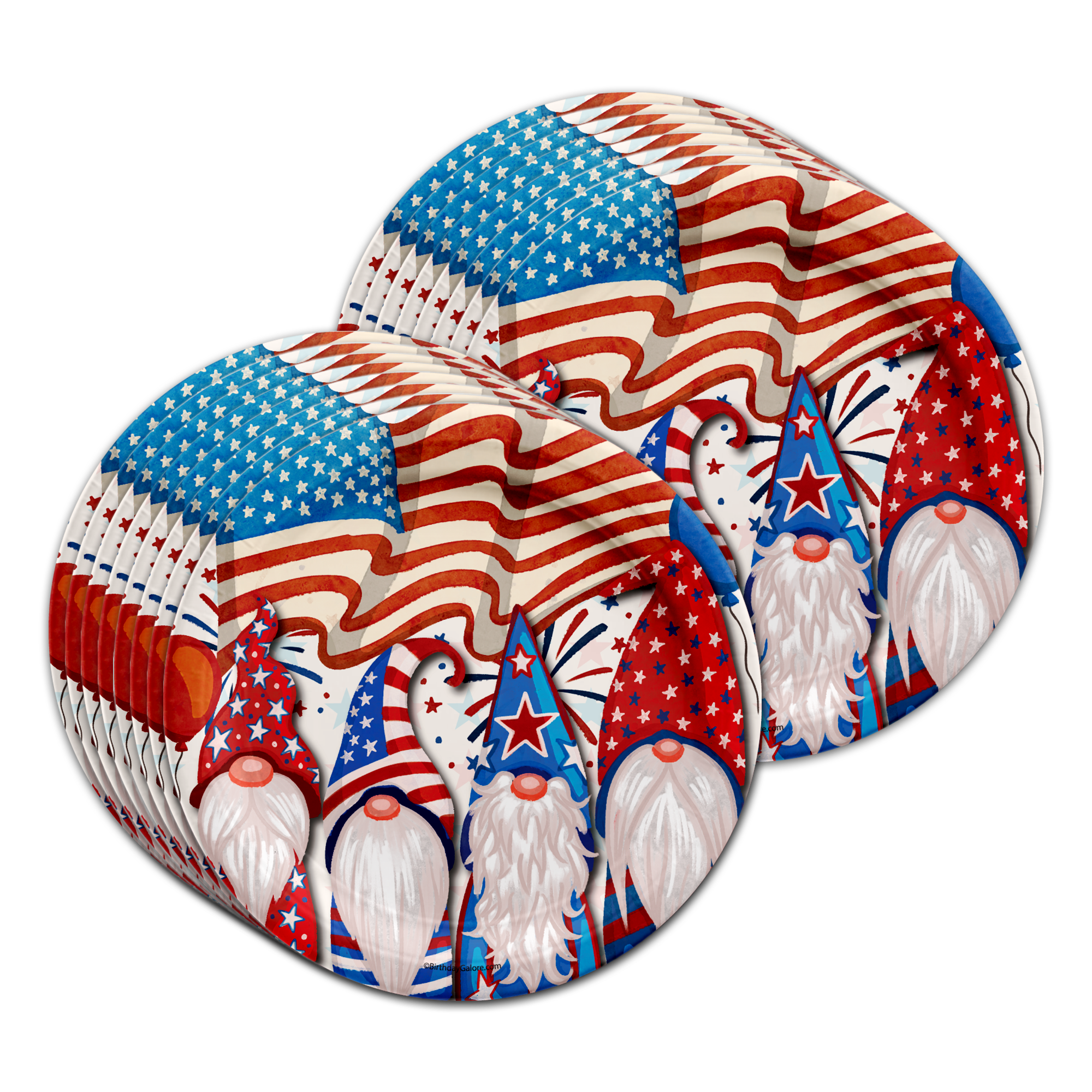 Patriotic Gnomes Birthday Party Tableware Kit For 16 Guests