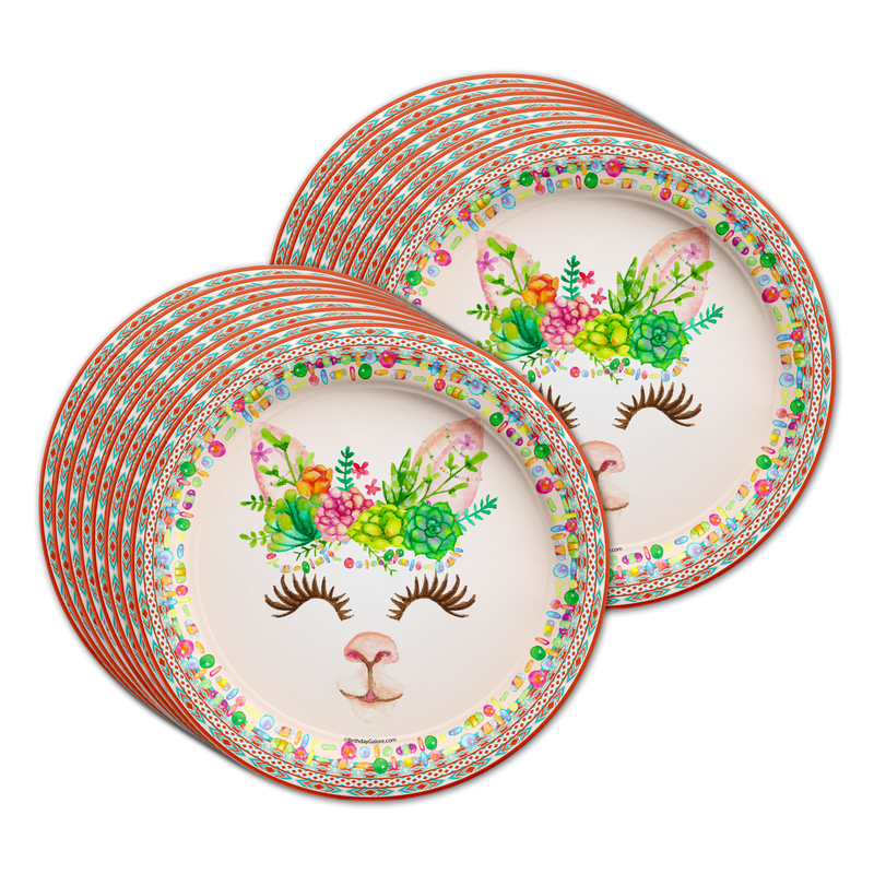 Floral Llama Birthday Party Tableware Kit For 16 Guests