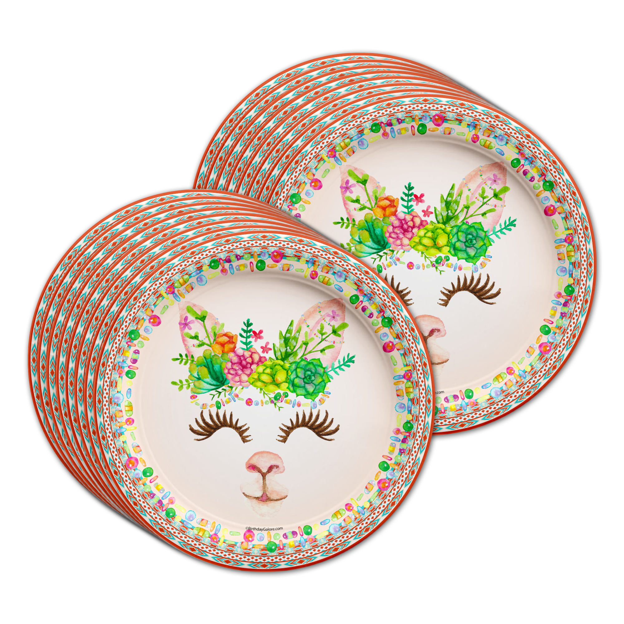 Floral Llama Birthday Party Tableware Kit For 16 Guests