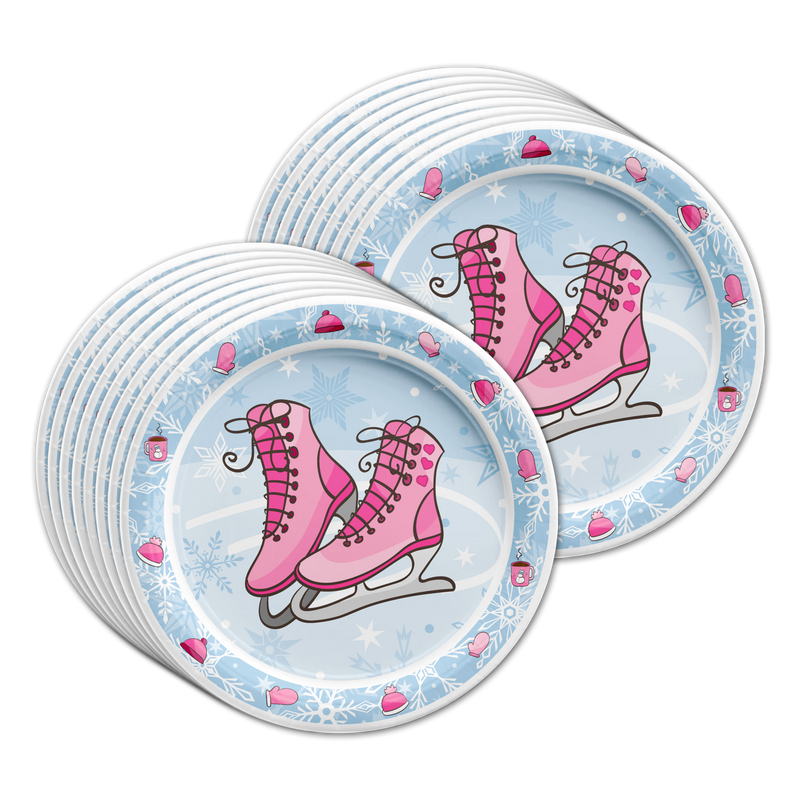 Ice Skating Birthday Party Tableware Kit For 16 Guests - BirthdayGalore.com