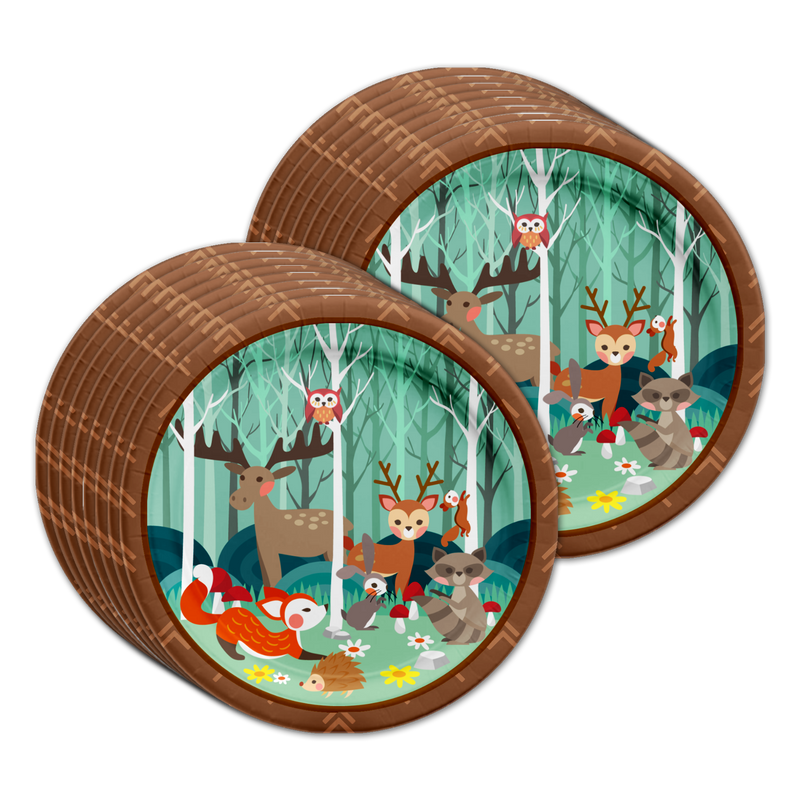 Woodland Animals Birthday Party Tableware Kit For 16 Guests - BirthdayGalore.com