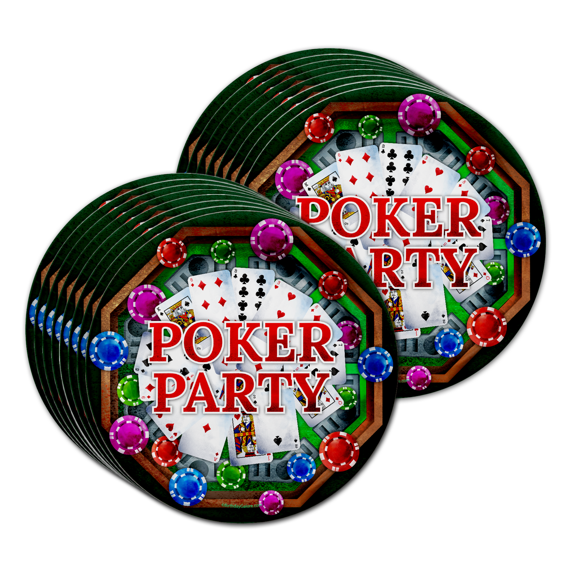 Birthday Galore Poker Party Tableware Kit For 16 Guests