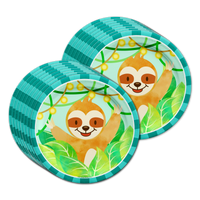 Sloth Boy Birthday Party Tableware Kit For 16 Guests