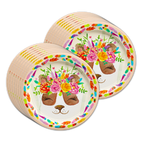 Panda Floral Birthday Party Tableware Kit For 16 Guests