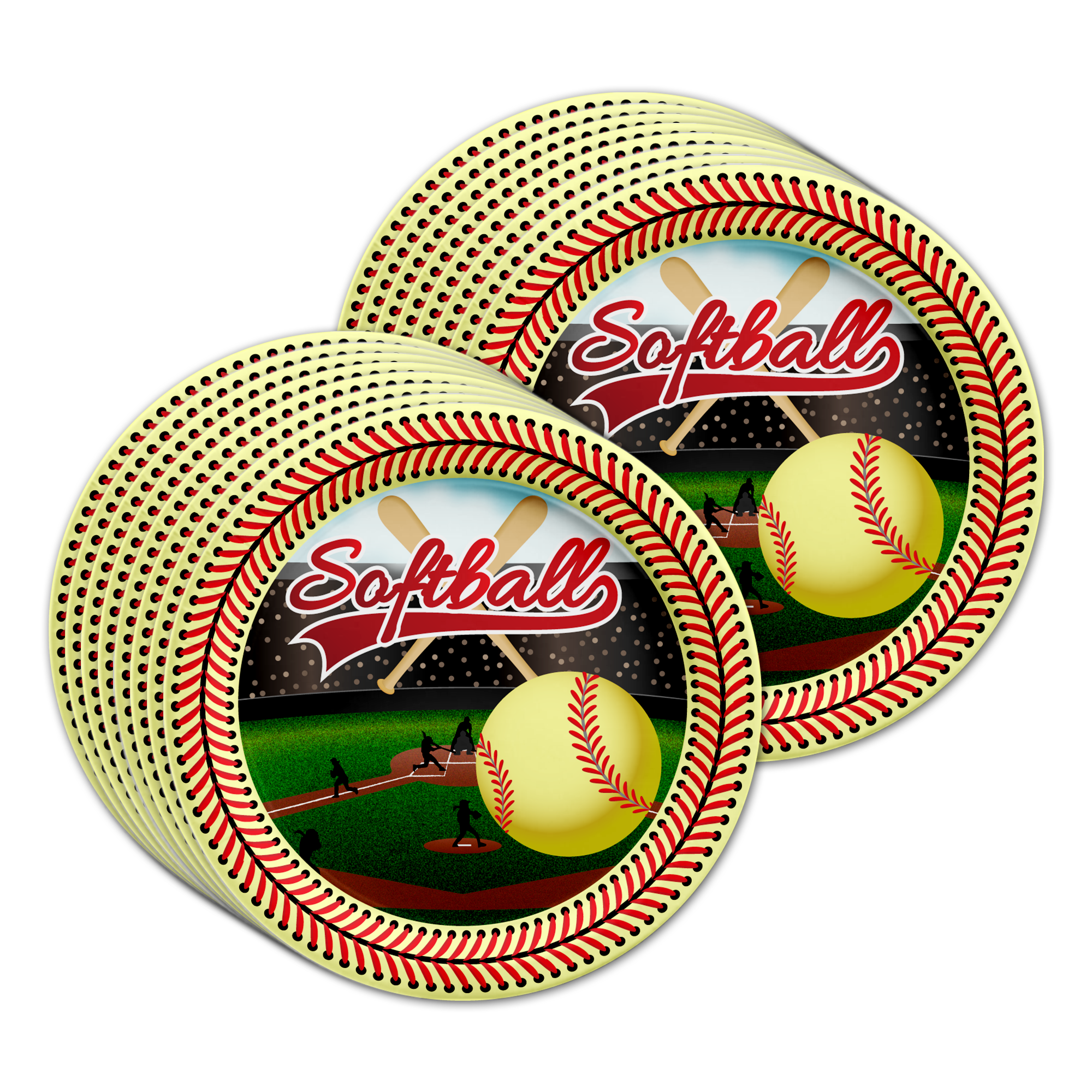 Softball Birthday Party Tableware Kit For 16 Guests - BirthdayGalore.com